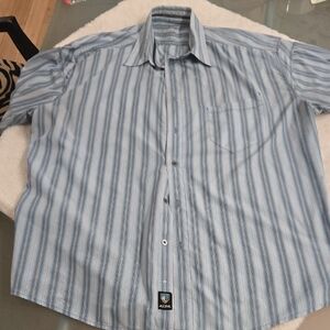 Kuhl Men's Light Blue Striped Button Down Shirt